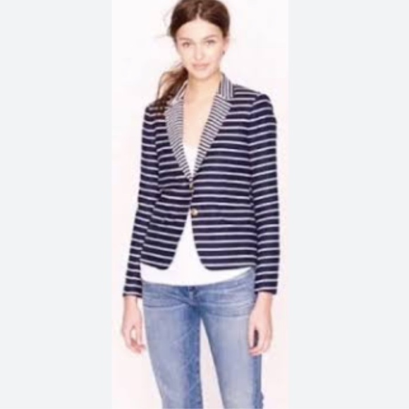 J. Crew Jackets & Blazers - J.Crew Striped Schoolboy Blazer Blue White 4
